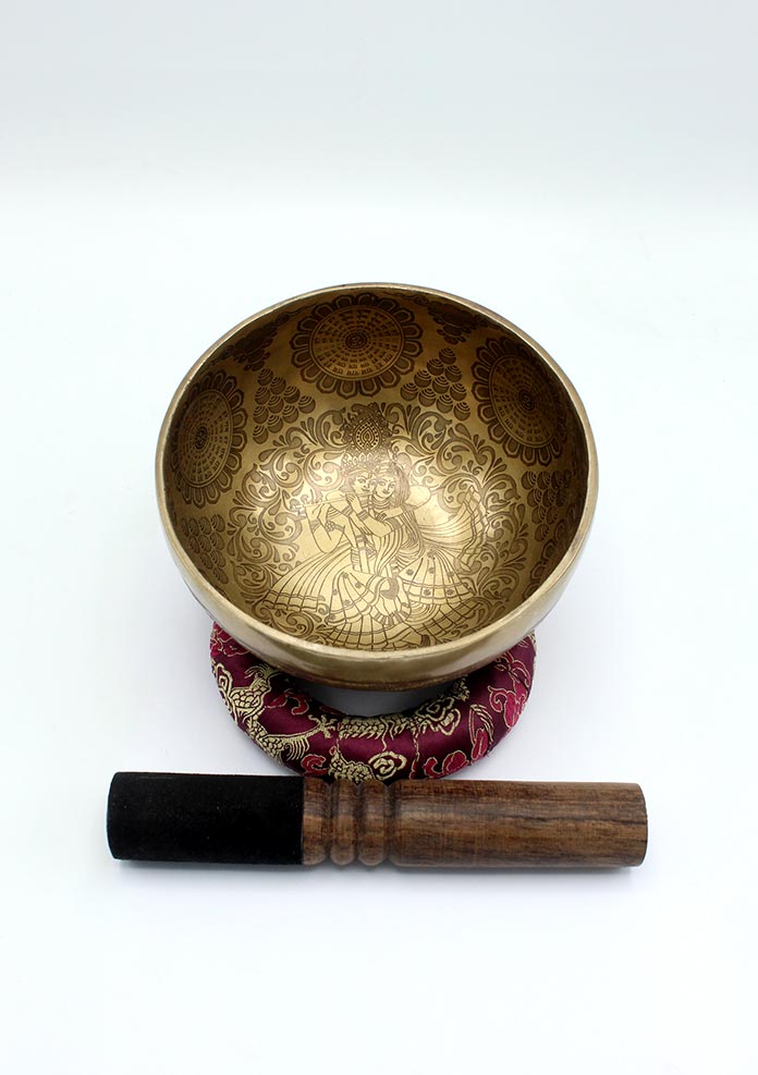 Radha Krishna  Fine Arts  Matra Etched Singing Bowl- 6 inch
