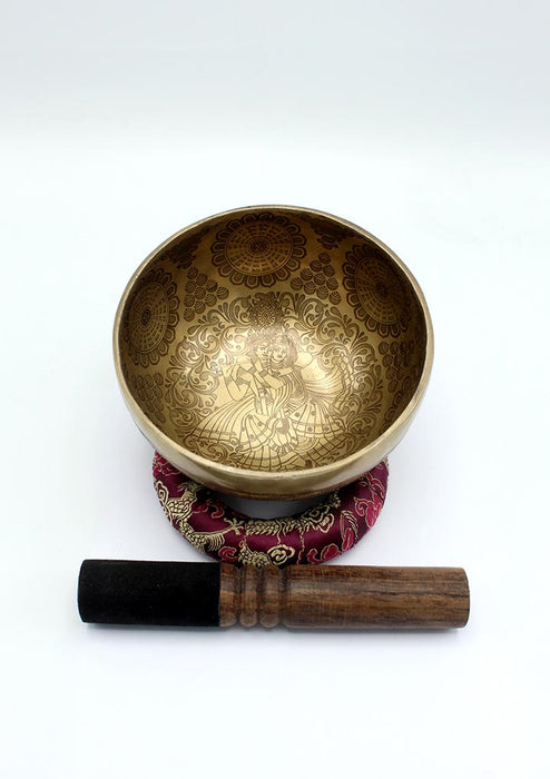 Radha Krishna  Fine Arts  Matra Itched Singing Bowl- 6 inch