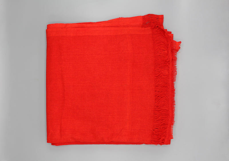Red Raw Silk Tibetan Large Meditation Shawl - nepacrafts