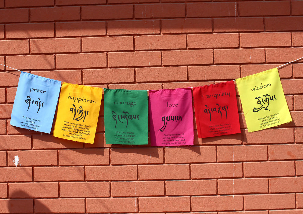 Affirmation Prayer Flags-Peace, Happiness, Courage, Love, Tranquility, Wisdom