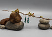Turquoise Three Stone Inlaid Sterling Silver Drop Earrings - nepacrafts