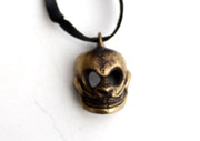 Handcarved Mini Brass Skull Halloween Pendant - nepacrafts