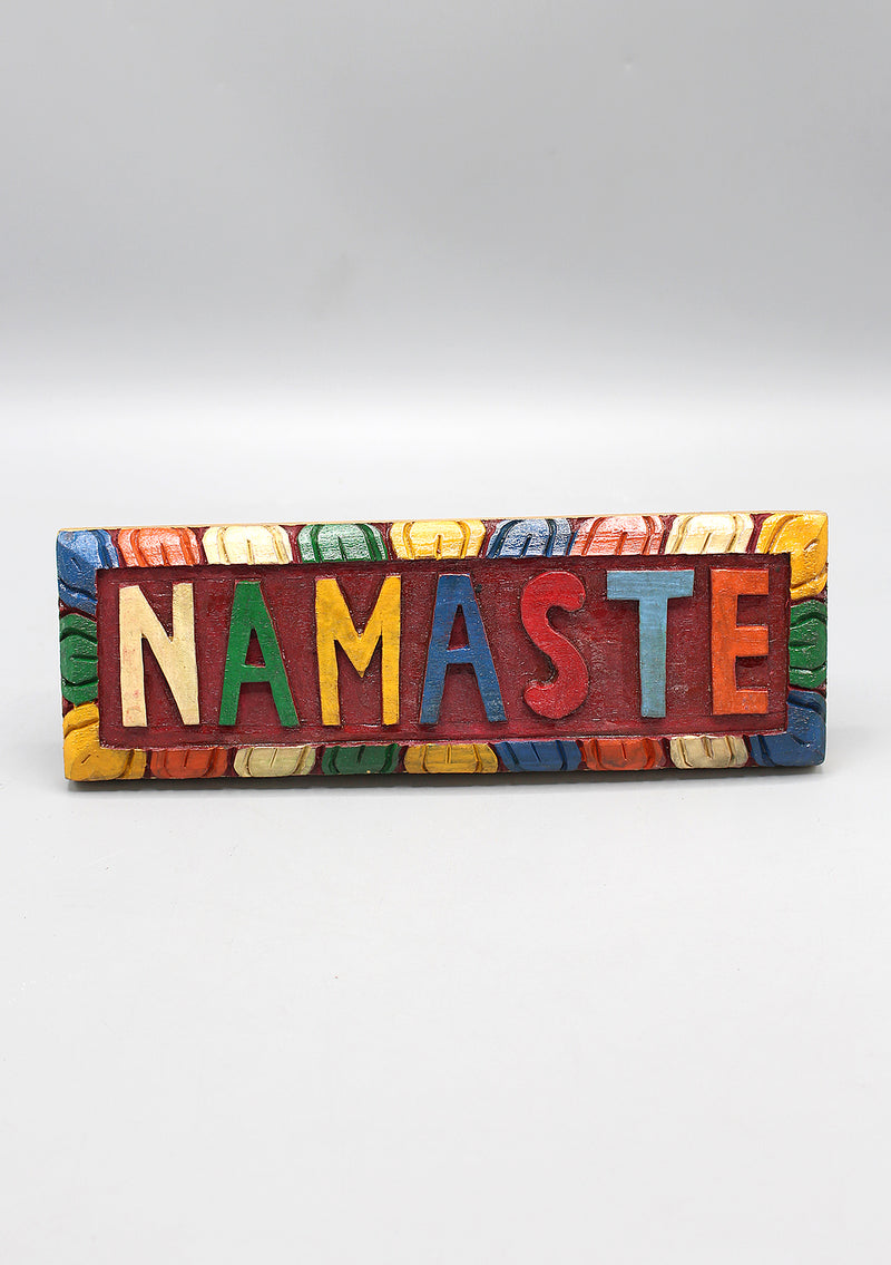 Namaste Carved Wooden Door Hanging Plaque