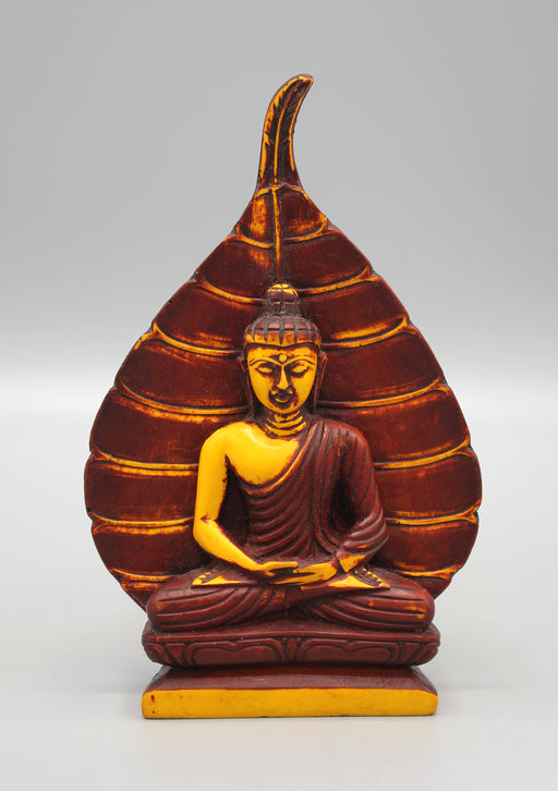 Bodhi Leaf Meditating Buddha Maroon Statue - nepacrafts