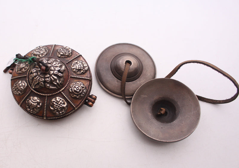 Tibetan Plain Meditation Tingsha with Cover - nepacrafts