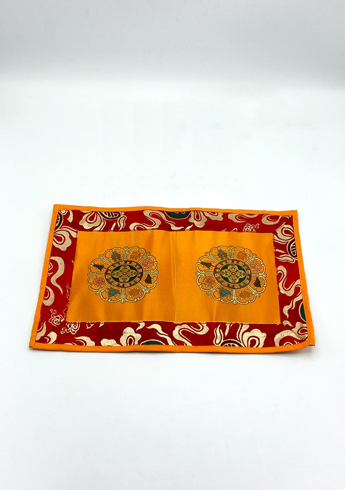 Eight Auspicious Symbols and Double Dorje Orange Altar Cloth