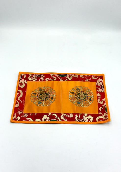 Eight Auspicious Symbols and Double Dorje Orange Altar Cloth