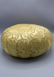 Round Stuffed Brocade Meditation and Yoga Cushion - nepacrafts