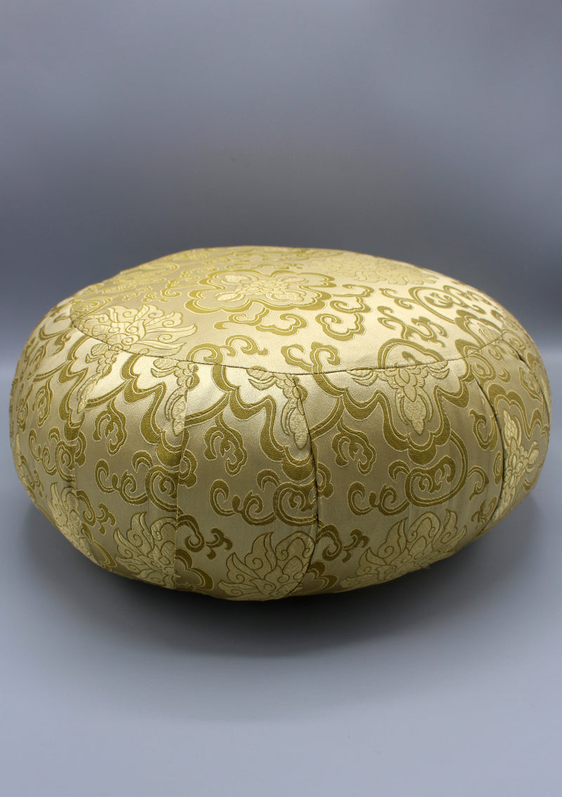 Round Stuffed Brocade Meditation and Yoga Cushion - nepacrafts
