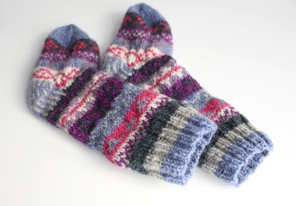 Light Blue Multicolored  Childrens Woolen Socks