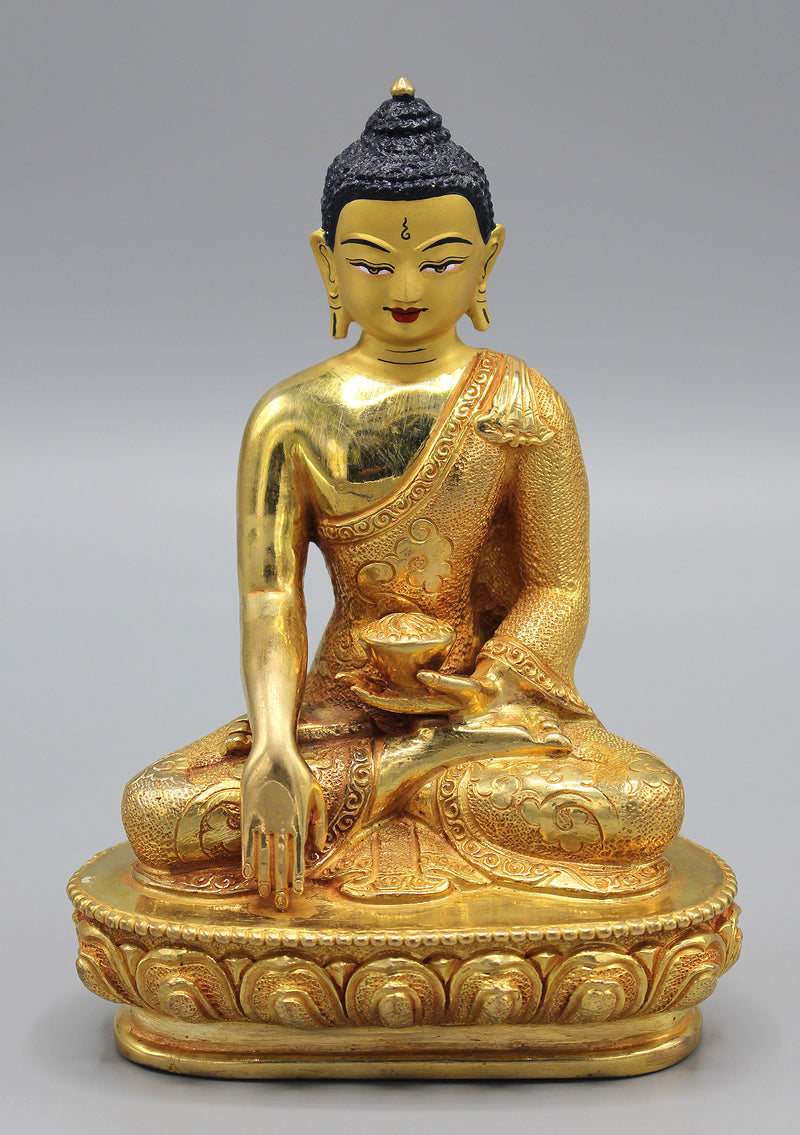 Hand Carving Shakyamuni Buddha Fully Gold Plated Statue