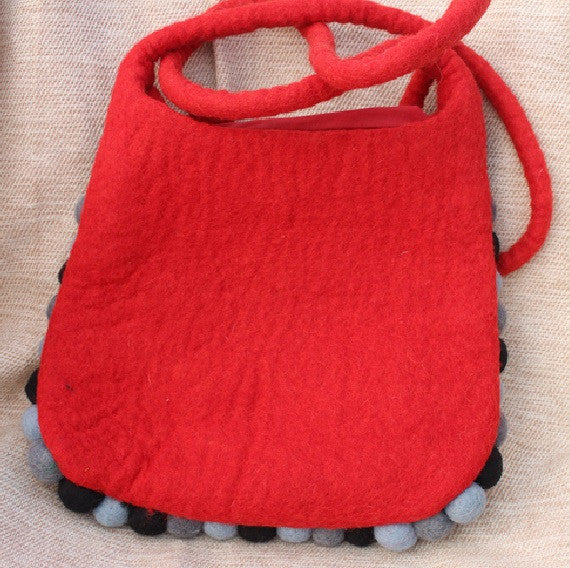 Gray Black Felt Shoulder Bags - nepacrafts