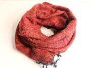 Maroon Orange Mix Plain Himalayan Woolen Shawl - nepacrafts