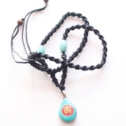 Tear Drop Turquoise Tibetan Om Pendant - nepacrafts