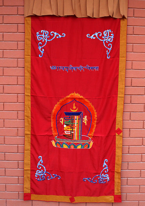 Tibetan Kalchakra Embroidered Cotton Door Curtain Wall Hanging
