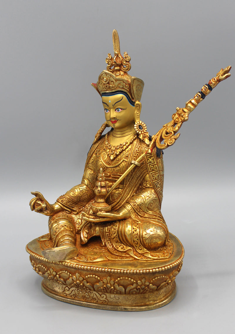 Fully Gold Plated Guru Padmasambhava Statue - nepacrafts