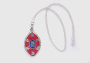 Om Mani Tibetan Kalachakra White Metal Tibetan Pendant - nepacrafts