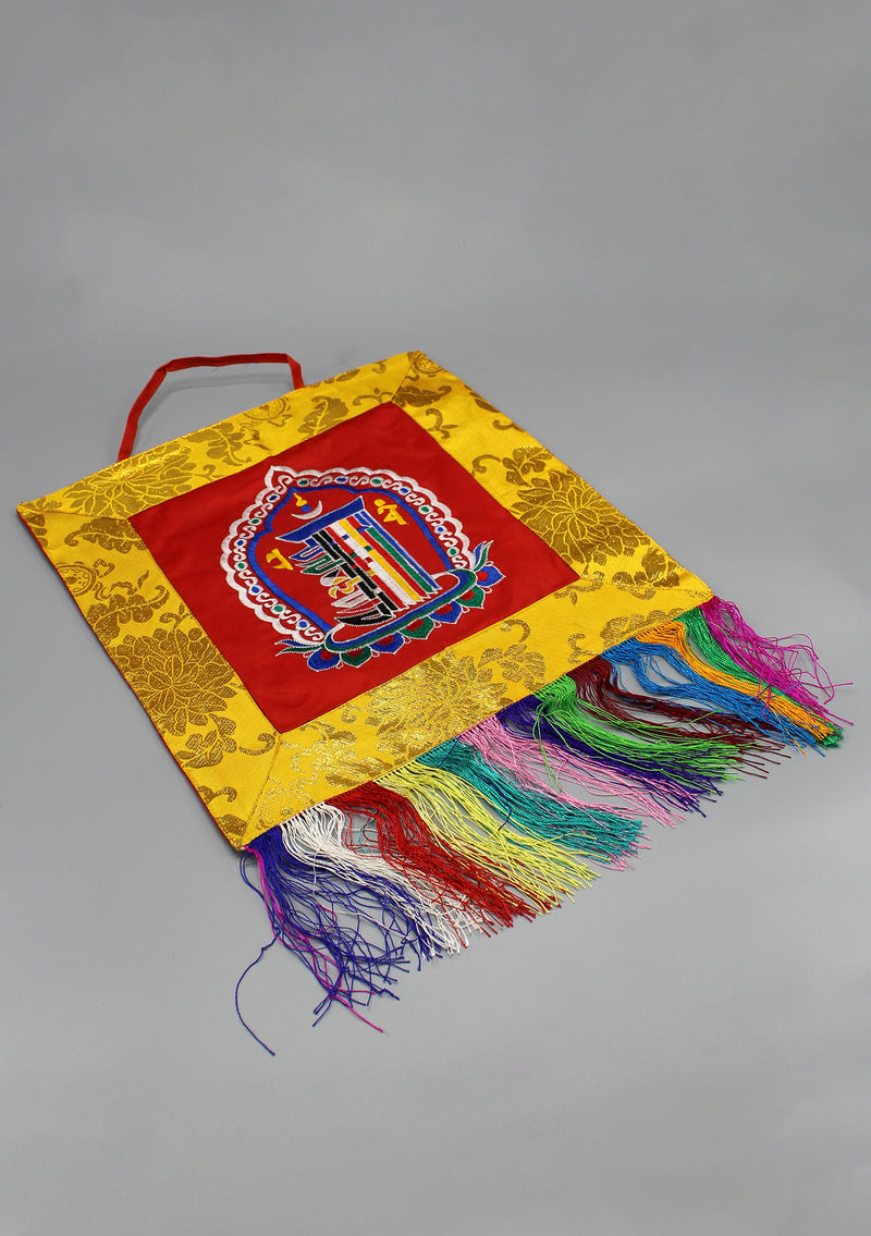 Kalachakra Embroidered Banner with HongKong Silk Brocade