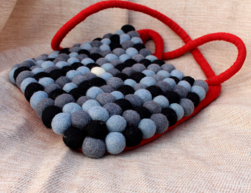 Gray Black Felt Shoulder Bags - nepacrafts