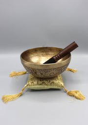 Buddha's Foot Print Fine Carving Tibetan Singing Bowl - nepacrafts