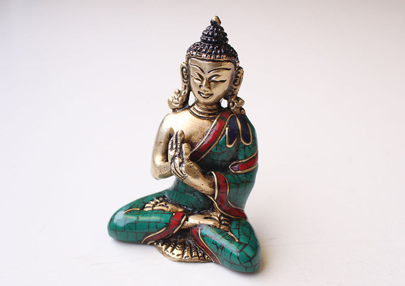 Vairocana Buddha Brass Statue Adorning a jeweled Robe 3" - nepacrafts