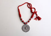 Graceful Mandala White Metal Tribal Pendant - nepacrafts