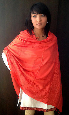 Cotton Om Shawl With Fringes