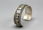 Ranjana Script Om Mani Padhme Hum Sterling Silver Bracelet - nepacrafts
