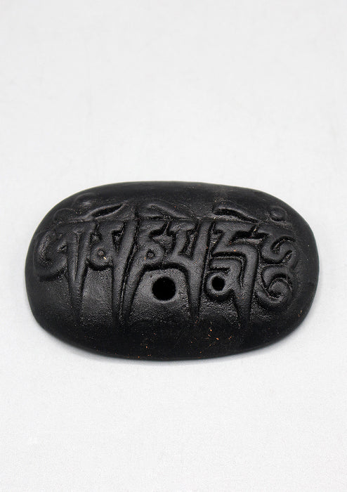 Tibetan Om Mani Padme Hum Black Clay Incense Burner