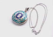 Tibetan Kalachakra and Mandala Painted White Metal Pendant - nepacrafts