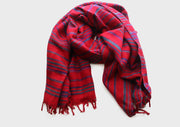 Blue Stripe Red Woolen Blanket Wrap - nepacrafts
