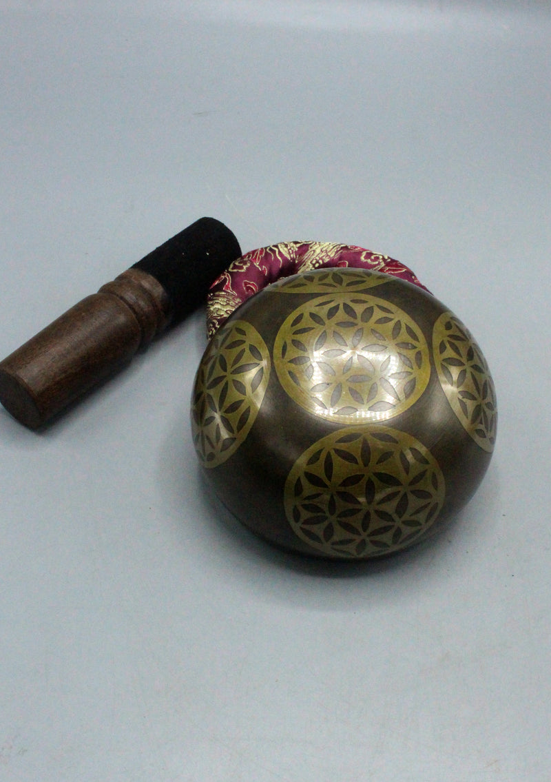 Tibetan Mandala Carved Singing Bowl