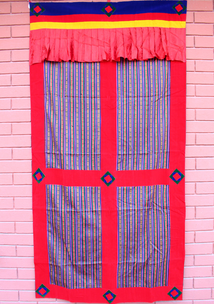 Velvet Border Bhutanese Hand Woven Cotton Door Curtain - nepacrafts