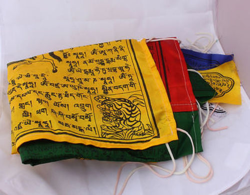 Polyester Mixed Silk Vertical Windhorse Prayer Flags