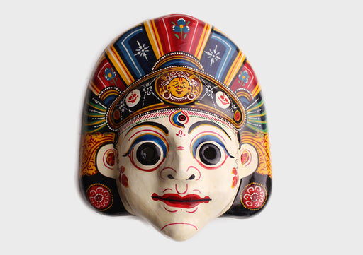 Hand Painted Nepalese Bhairav Paper Mache Wall Hanging Mask - nepacrafts
