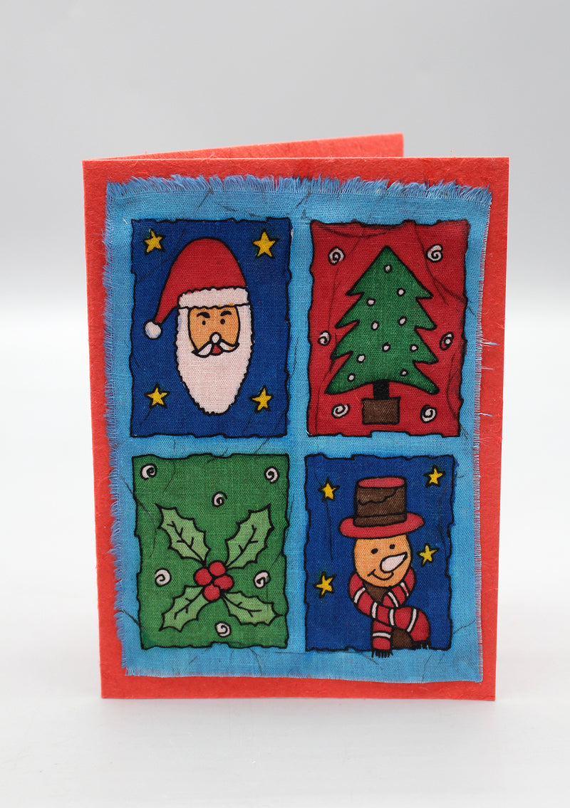 Fair Trade Batik Four Pic Collage Christmas Greetings Card