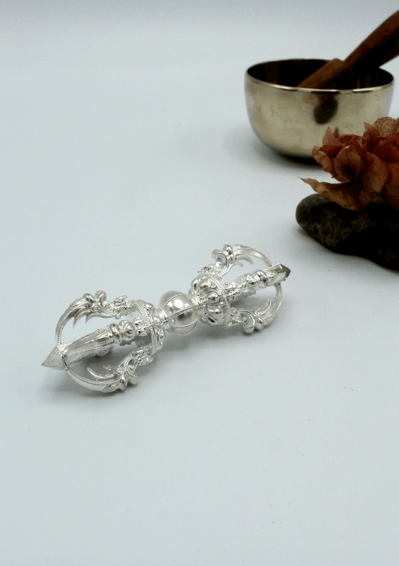 Mastercarving Tibetan Ritual Silver Sterling Double Dorjee Vajra