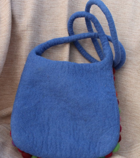 Blue Felt Balls Totes - nepacrafts