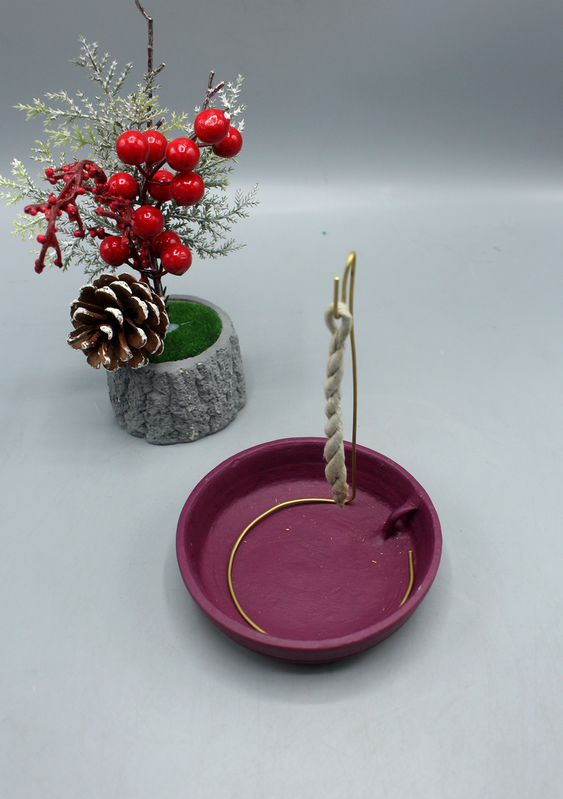 Ceramic Rope Incense Burner Purple