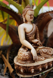 Dragon Carved Resin Shakyamuni Buddha Statue - nepacrafts