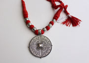 Graceful Mandala White Metal Tribal Pendant - nepacrafts
