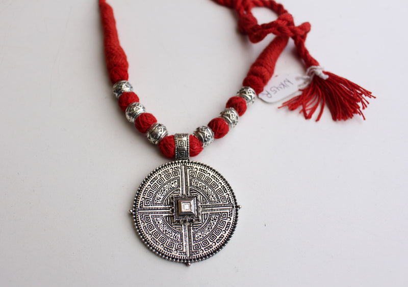 Graceful Mandala White Metal Tribal Pendant - nepacrafts