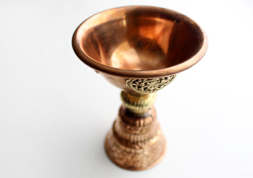 Tibetan Buddhist Offering Copper Butter Lamp - nepacrafts
