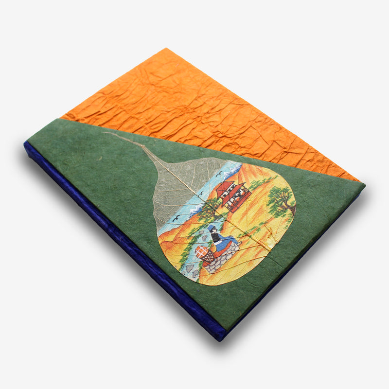 Resting From Work, Handpainted Lokta Paper Journal - nepacrafts