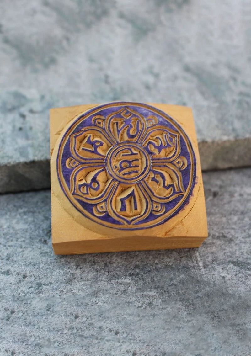 Om Mani Mini Wooden Block Print