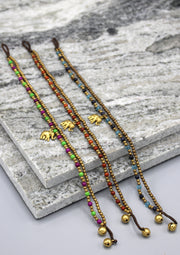 Multicolor Glass Beads Elephant Charm Anklet - nepacrafts