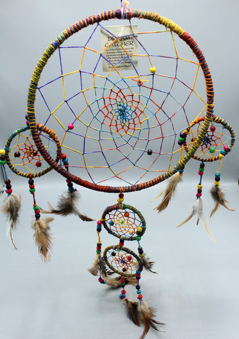 Large Size Multi Color Mandala Dream Catcher with Tiny Hoops