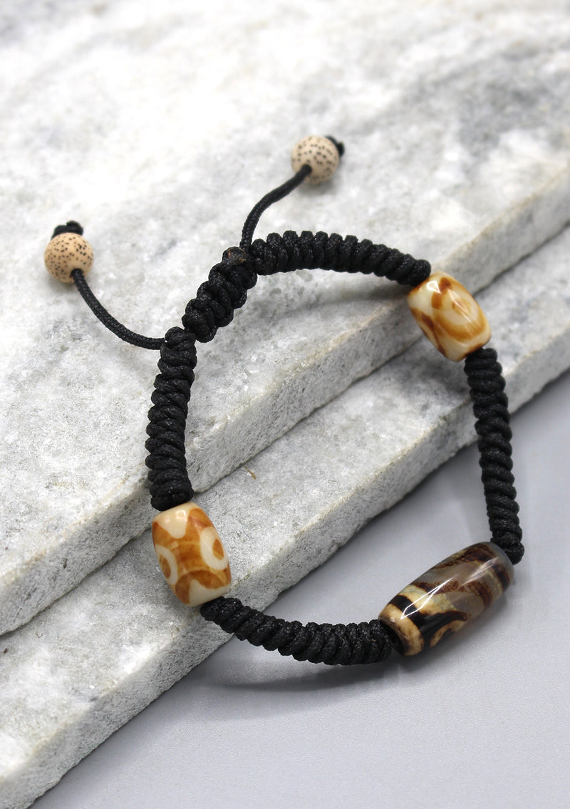 Two Eyes Dzi Bead in Lucky Knots Bracelet
