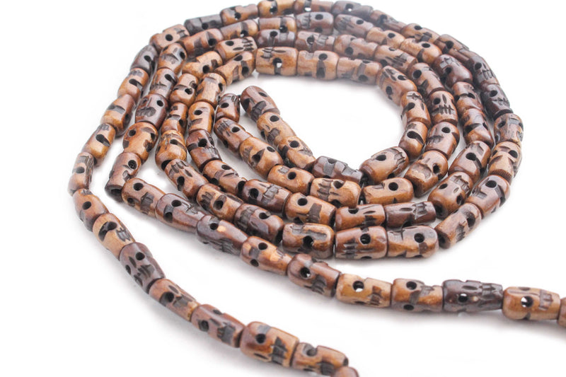 Bone Skull Beads Meditation Mala with Red Tassel - nepacrafts