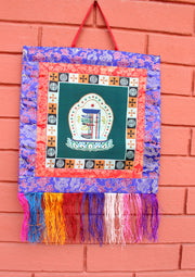 Tibetan Kalchakra Brocade Fabric Polyester Wall Hanging Banner - nepacrafts